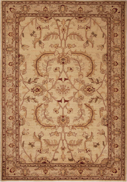 Pishavar Beige Hand Knotted 62 X 89  Area Rug 251-13691 Image 0