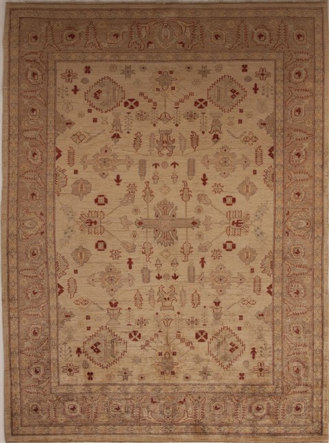 Pishavar Beige Hand Knotted 71 X 96  Area Rug 251-13699 Image 0