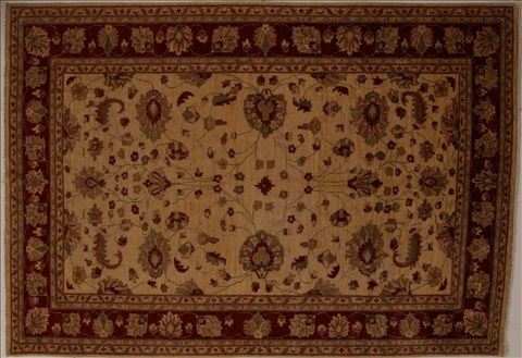 Pishavar Beige Hand Knotted 66 X 95  Area Rug 251-13825 Image 0
