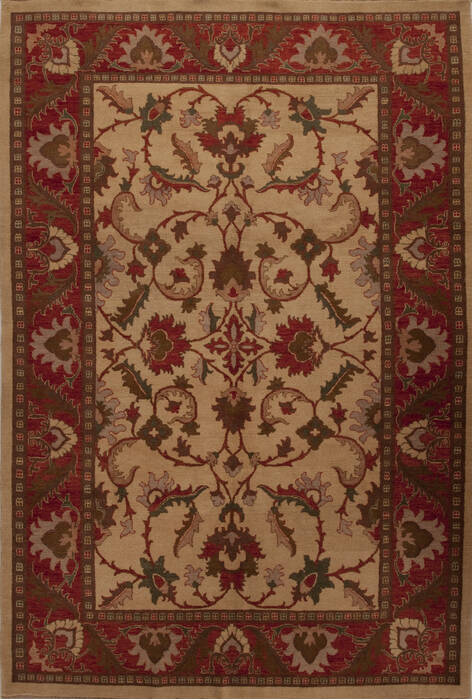Pishavar Beige Hand Knotted 79 X 116  Area Rug 251-13888 Image 0