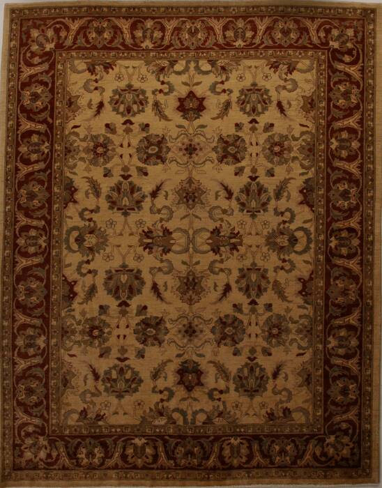 Pishavar Beige Hand Knotted 94 X 1111  Area Rug 251-13947 Image 0