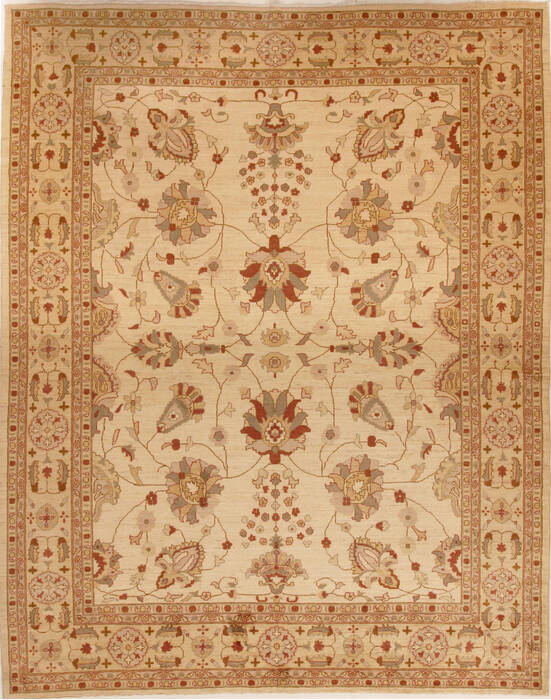 Pishavar Beige Hand Knotted 90 X 116  Area Rug 251-13977 Image 0