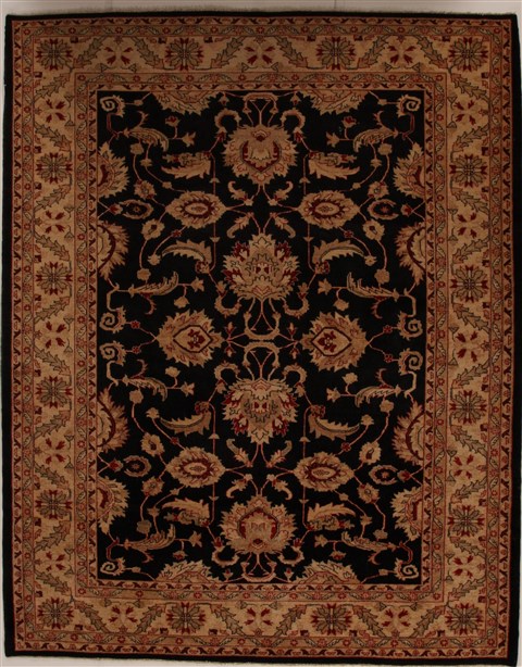 Pishavar Black Hand Knotted 93 X 116  Area Rug 251-13978 Image 0