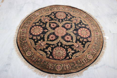 Jaipur Black Round Hand Knotted 411 X 411  Area Rug 905-132595 Image 1