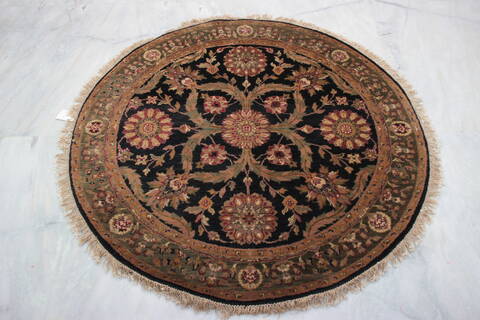 Jaipur Black Round Hand Knotted 411 X 411  Area Rug 905-132595 Image 2