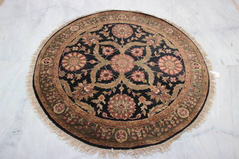Jaipur Black Round Hand Knotted 411 X 411  Area Rug 905-132595 Image 4