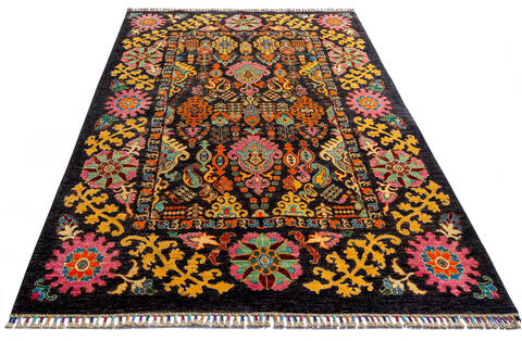 Chobi Black Hand Knotted 56 X 79  Area Rug 700-135765 Image 1