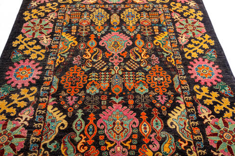 Chobi Black Hand Knotted 56 X 79  Area Rug 700-135765 Image 2