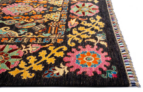 Chobi Black Hand Knotted 56 X 79  Area Rug 700-135765 Image 5
