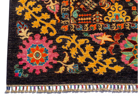 Chobi Black Hand Knotted 56 X 79  Area Rug 700-135765 Image 6