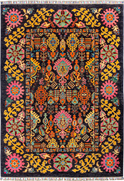 Chobi Black Hand Knotted 56 X 79  Area Rug 700-135765 Image 0