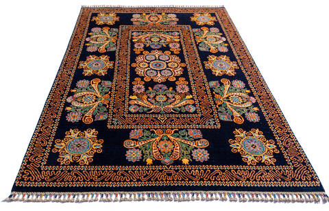 Chobi Black Hand Knotted 56 X 710  Area Rug 700-135768 Image 1