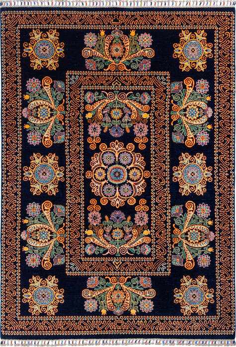 Chobi Black Hand Knotted 56 X 710  Area Rug 700-135768 Image 0