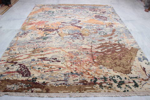 Jaipur Beige Hand Knotted 80 X 101  Area Rug 905-135818 Image 2