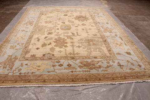 Oushak White Hand Knotted 90 X 119  Area Rug 301-135843 Image 1