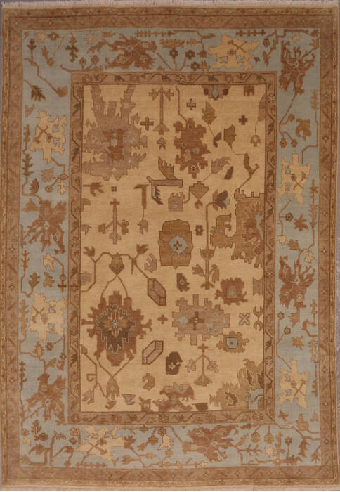 Oushak White Hand Knotted 90 X 119  Area Rug 301-135843 Image 0