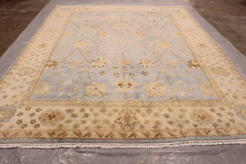 Oushak Blue Hand Knotted 810 X 117  Area Rug 301-135851 Image 1