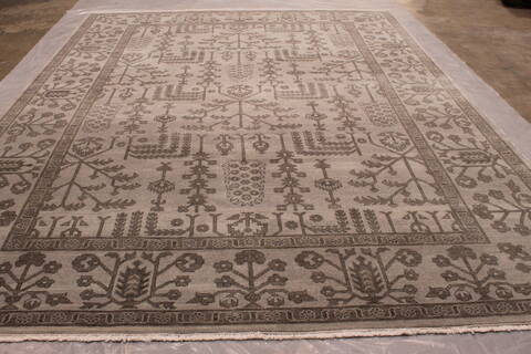 Oushak Grey Hand Knotted 90 X 120  Area Rug 301-135854 Image 1