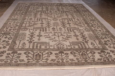 Oushak Grey Hand Knotted 90 X 120  Area Rug 301-135854 Image 2