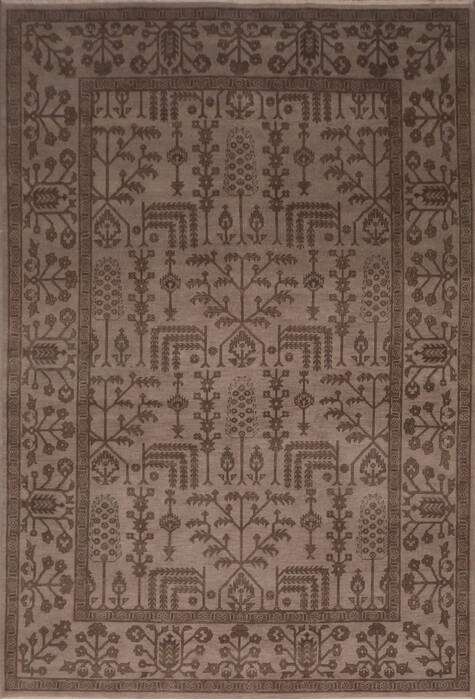 Oushak Grey Hand Knotted 90 X 120  Area Rug 301-135854 Image 0