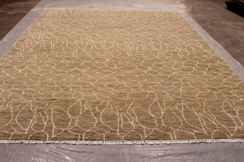 Oushak Green Hand Knotted 90 X 1111  Area Rug 301-135857 Image 1