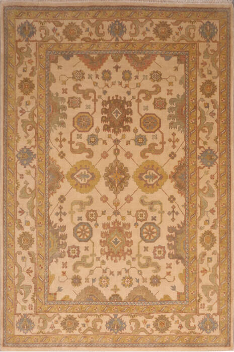 Oushak White Hand Knotted 91 X 119  Area Rug 301-135862 Image 0