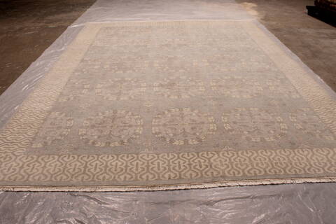 Oushak Grey Hand Knotted 92 X 119  Area Rug 301-135863 Image 1