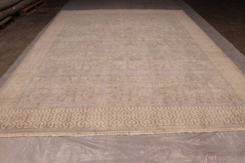 Oushak Grey Hand Knotted 92 X 119  Area Rug 301-135863 Image 3