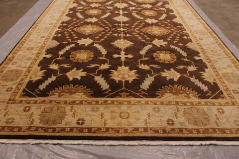 Oushak Brown Hand Knotted 811 X 1111  Area Rug 301-135864 Image 1