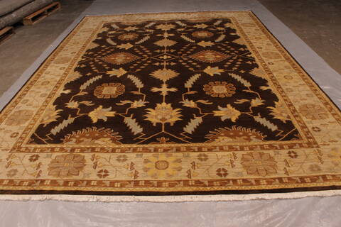 Oushak Brown Hand Knotted 811 X 1111  Area Rug 301-135864 Image 2