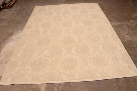 Pishavar Beige Hand Knotted 84 X 114  Area Rug 301-135874 Image 1