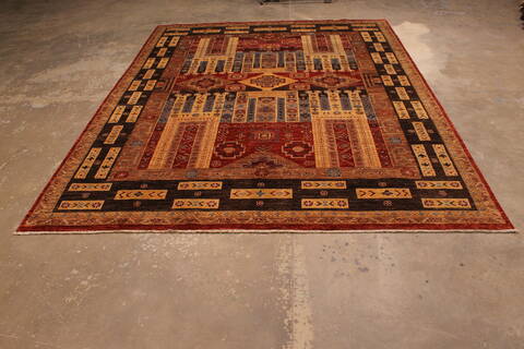 Pishavar Multicolor Hand Knotted 90 X 120  Area Rug 301-135877 Image 1