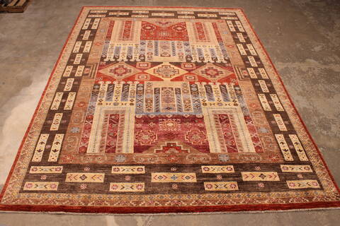Pishavar Multicolor Hand Knotted 90 X 120  Area Rug 301-135877 Image 2