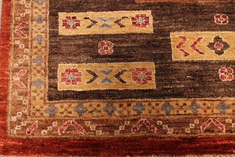 Pishavar Multicolor Hand Knotted 90 X 120  Area Rug 301-135877 Image 3