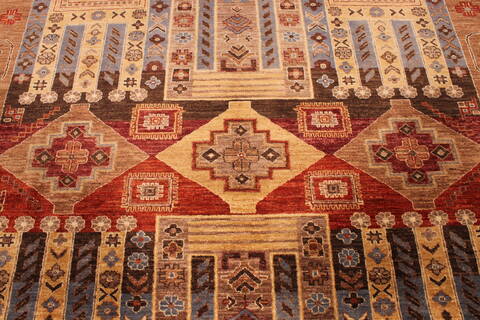 Pishavar Multicolor Hand Knotted 90 X 120  Area Rug 301-135877 Image 4