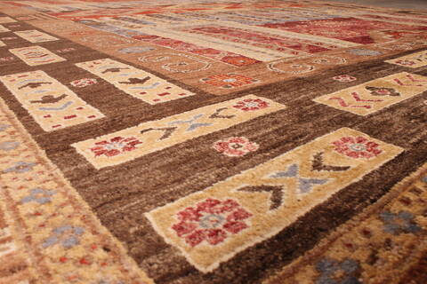 Pishavar Multicolor Hand Knotted 90 X 120  Area Rug 301-135877 Image 5