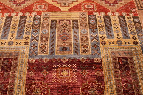 Pishavar Multicolor Hand Knotted 90 X 120  Area Rug 301-135877 Image 7
