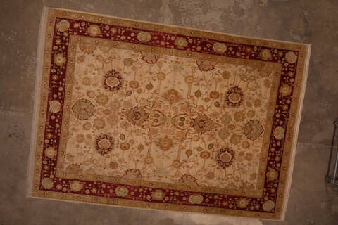 Pishavar Beige Hand Knotted 91 X 128  Area Rug 301-135878 Image 8