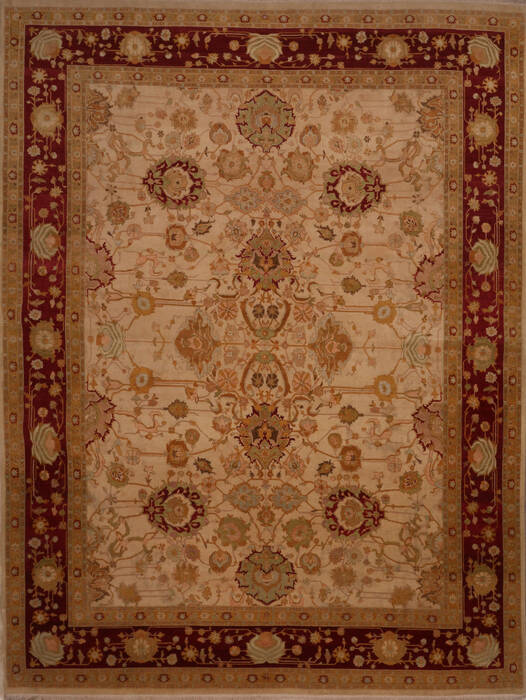 Pishavar Beige Hand Knotted 91 X 128  Area Rug 301-135878 Image 0