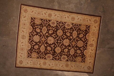 Pishavar Brown Hand Knotted 89 X 118  Area Rug 301-135881 Image 7