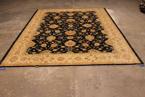 Pishavar Black Hand Knotted 93 X 118  Area Rug 301-135885 Image 1