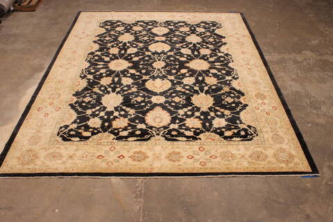 Pishavar Black Hand Knotted 93 X 118  Area Rug 301-135885 Image 2