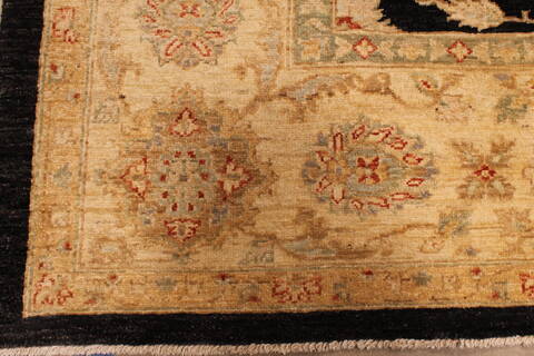 Pishavar Black Hand Knotted 93 X 118  Area Rug 301-135885 Image 3