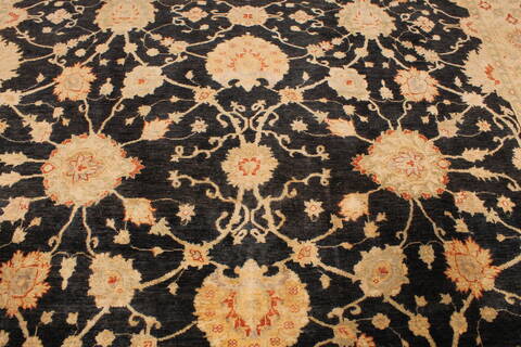 Pishavar Black Hand Knotted 93 X 118  Area Rug 301-135885 Image 4