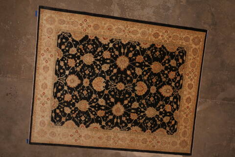 Pishavar Black Hand Knotted 93 X 118  Area Rug 301-135885 Image 9