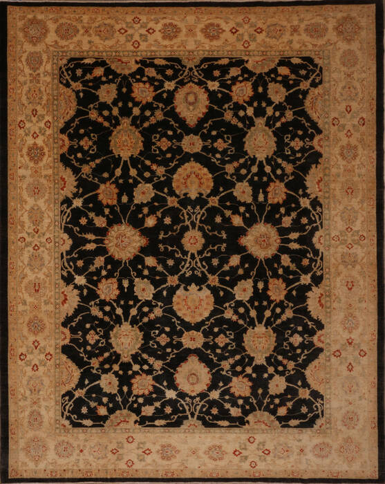 Pishavar Black Hand Knotted 93 X 118  Area Rug 301-135885 Image 0