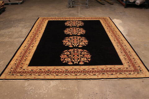 Pishavar Black Hand Knotted 811 X 118  Area Rug 301-135887 Image 1