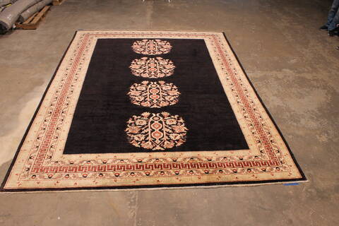 Pishavar Black Hand Knotted 811 X 118  Area Rug 301-135887 Image 2