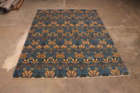 Pishavar Blue Hand Knotted 811 X 1111  Area Rug 301-135888 Image 2