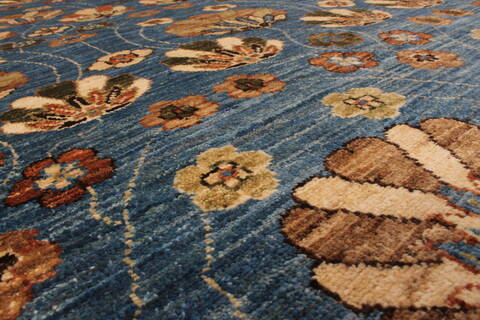 Pishavar Blue Hand Knotted 811 X 1111  Area Rug 301-135888 Image 3